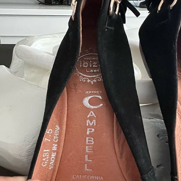 Jeffrey Campbell Ibiza Gabi black flats Gold chain detail back tassels Sz. 7.5 - Picture 2 of 7